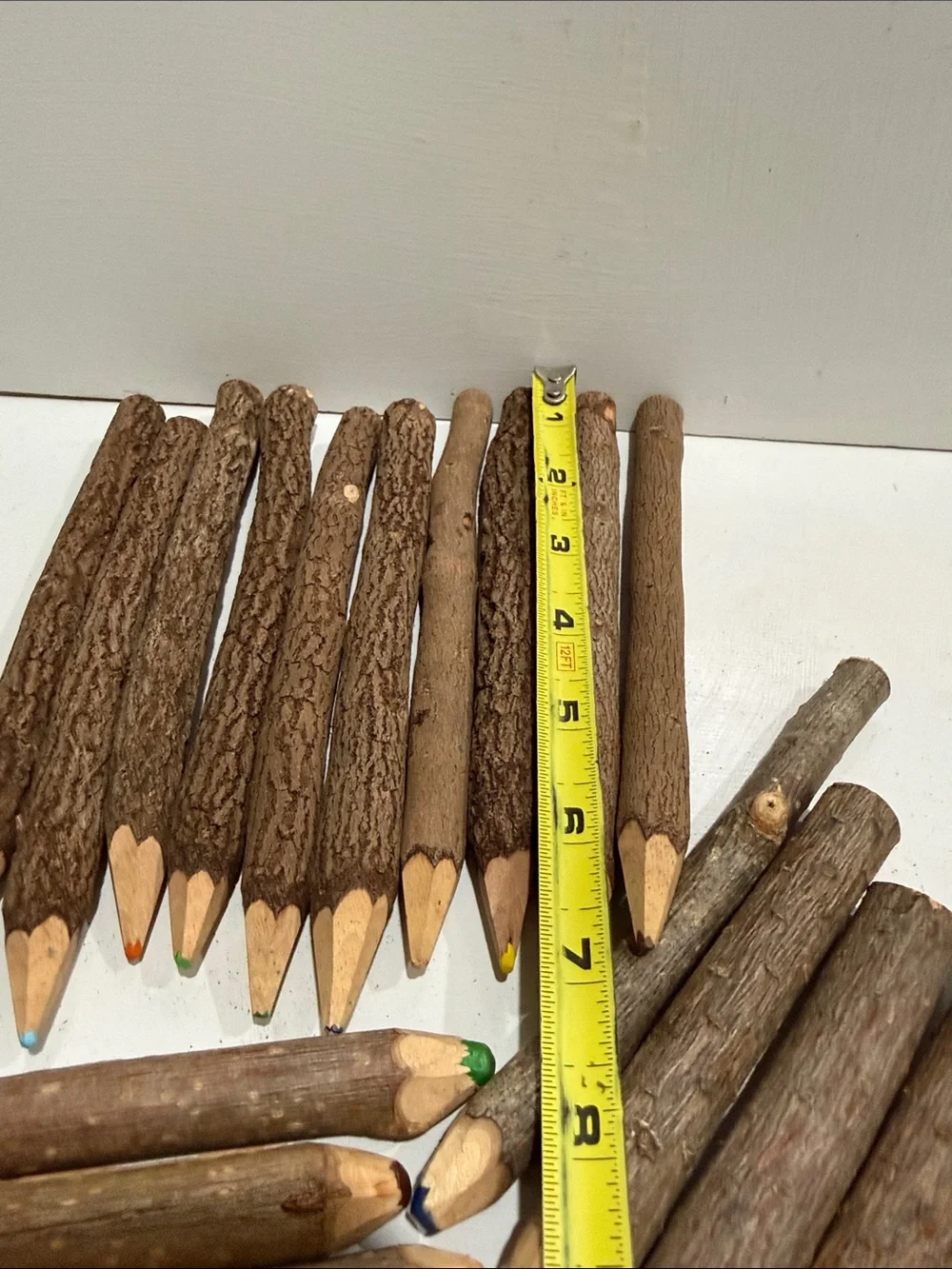Rustic Bark Colored Pencil Set - Brown Natural Twigs Finish 33 Count